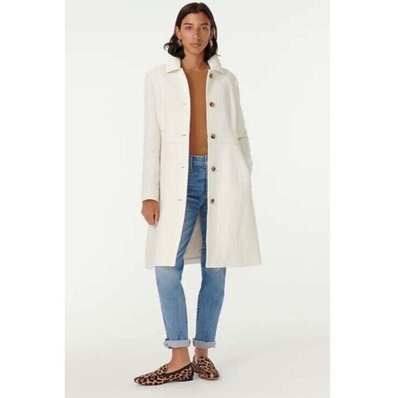 NWT J.Crew Classic Lady Day Coat in Vintage White Ivory Doublecloth Wool 16T - Picture 2 of 13